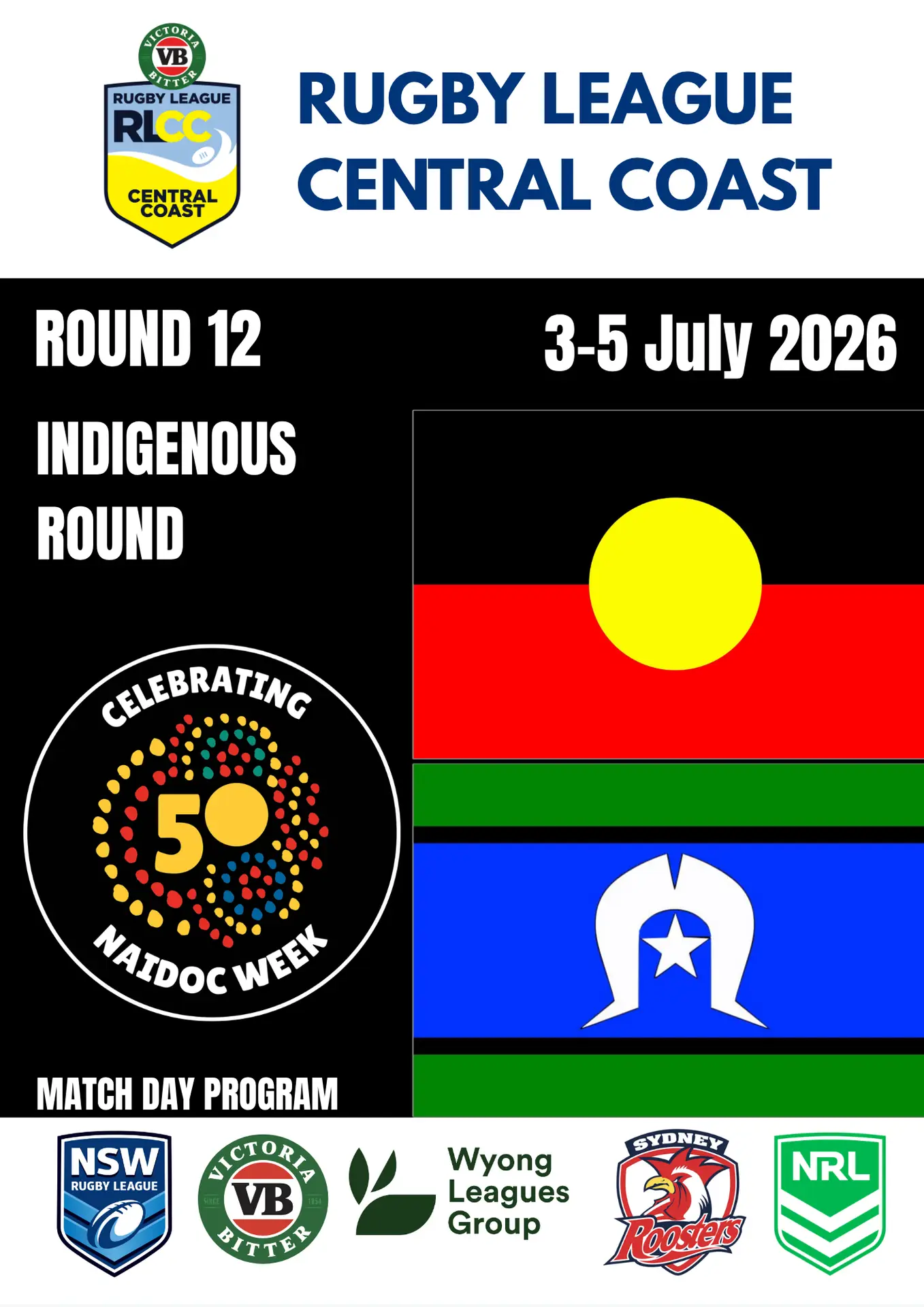 RLCC Senior Match Day Program – Round 12, Indigenous Round, 3-5 July 2026